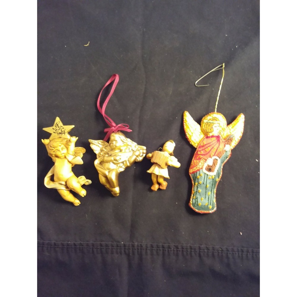 Mixed Lot of 4 four Vintage Christmas Ornaments Angels Cherubs Fontanini 1994